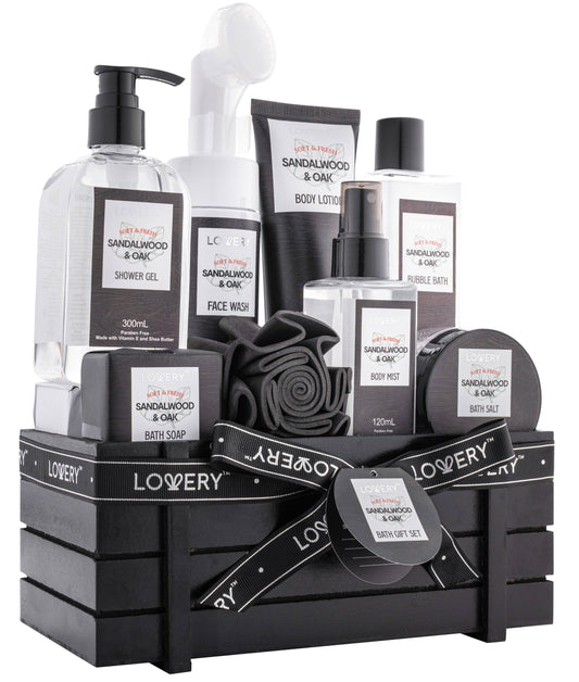 Luxury Spa Kit for Men, Sandalwood Oak Scented Bath Gift Set