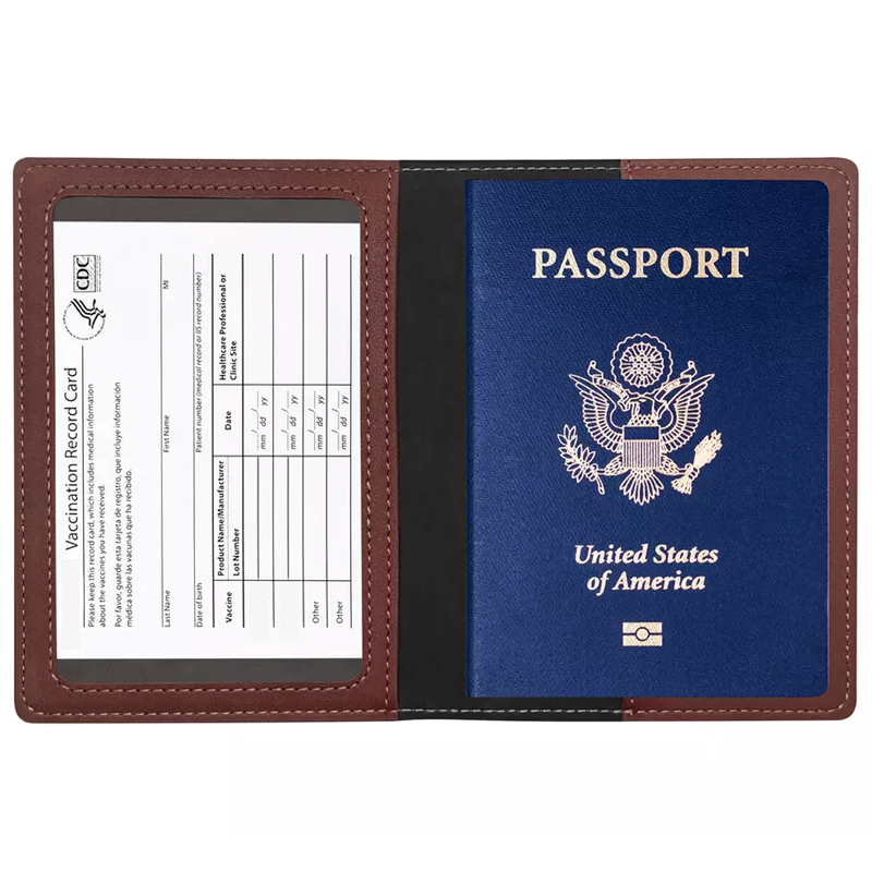 RFID Multi-function Passport Holder with CDC Vaccination Card Holder